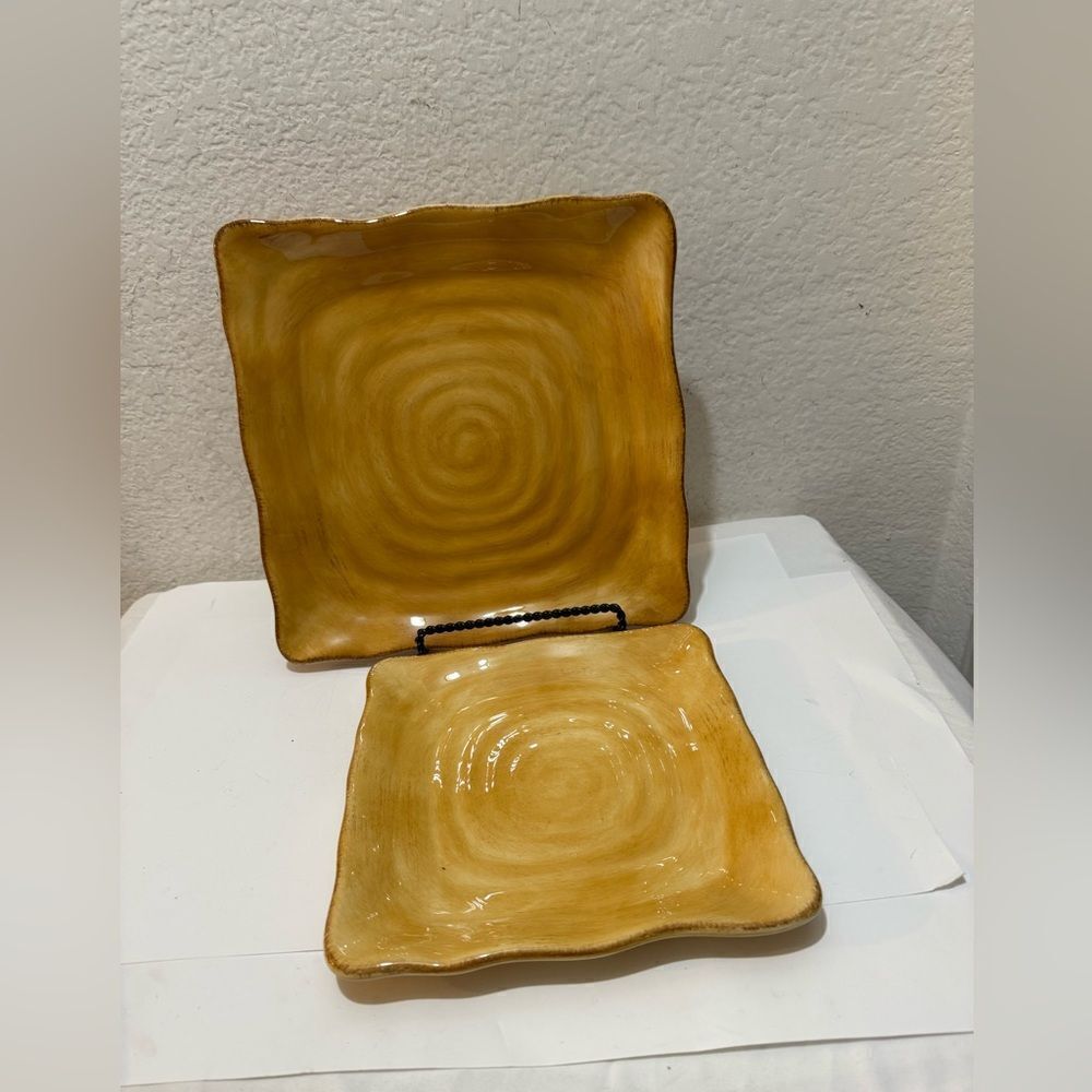 Tabletops Unlimited Campagnolo Square Swirl Set dinner 11” Salad Plates 8 1/2"